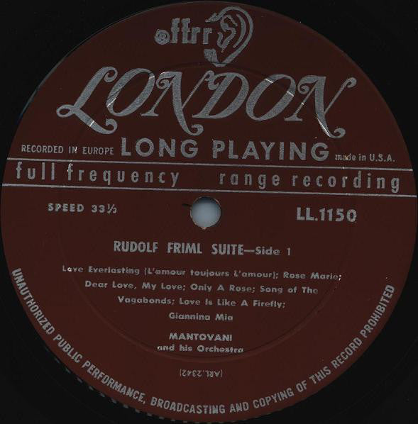 Mantovani And His Orchestra : The Music Of Rudolf Friml (LP, Album)