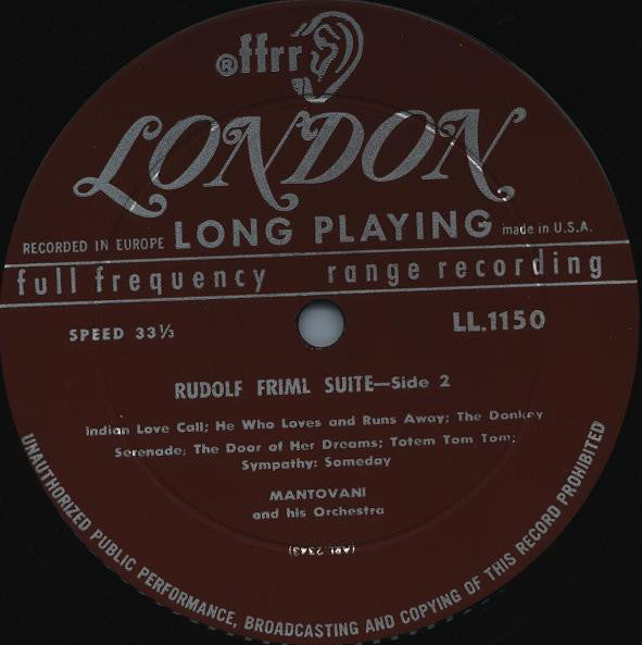 Mantovani And His Orchestra : The Music Of Rudolf Friml (LP, Album)