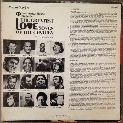 Various : The Greatest Love Songs Of The Century Volume 3 And 4 (2xLP, Comp)