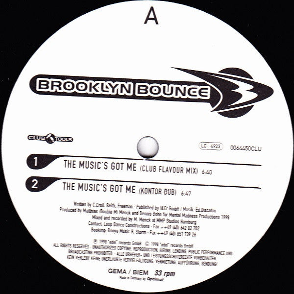 Brooklyn Bounce : The Music's Got Me (12", Blu)