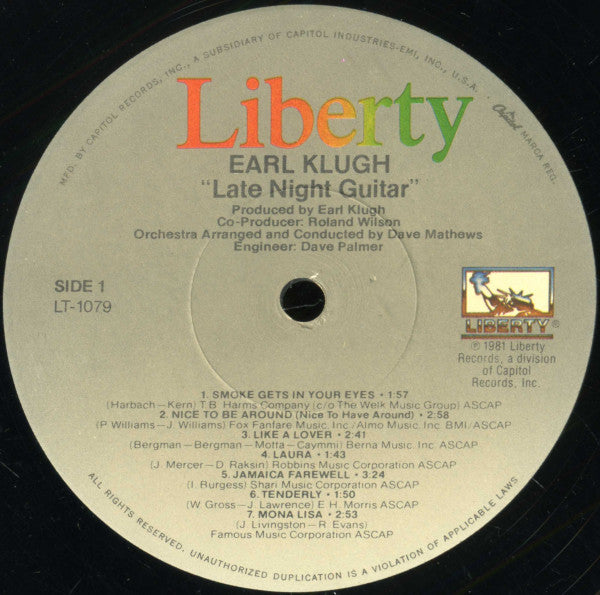 Earl Klugh : Late Night Guitar (LP, Album)