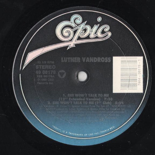 Luther Vandross : She Won't Talk To Me (12", Single)