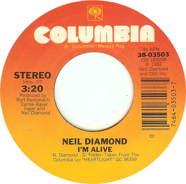 Neil Diamond : I'm Alive / Lost Among The Stars (7", Single, Styrene)