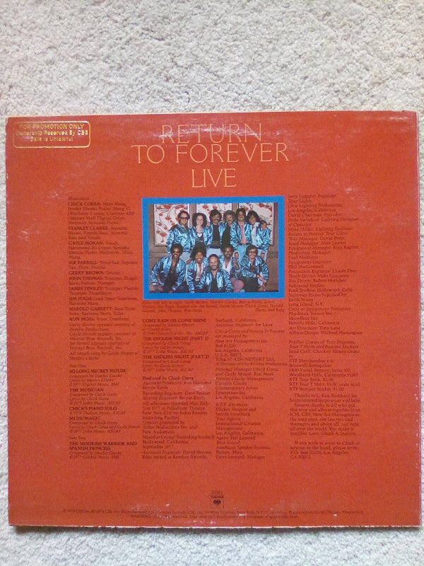 Return To Forever : Live (LP, Album, Promo, San)