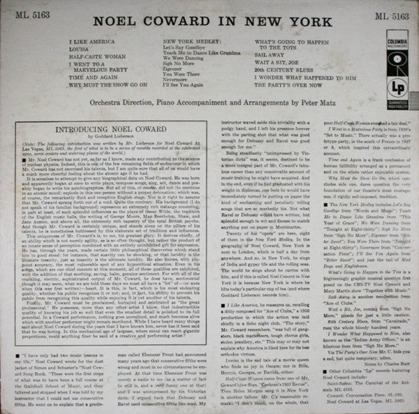 Noël Coward : Noel Coward In New York (LP, Album)