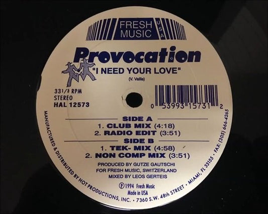 Provocation : I Need Your Love (12")