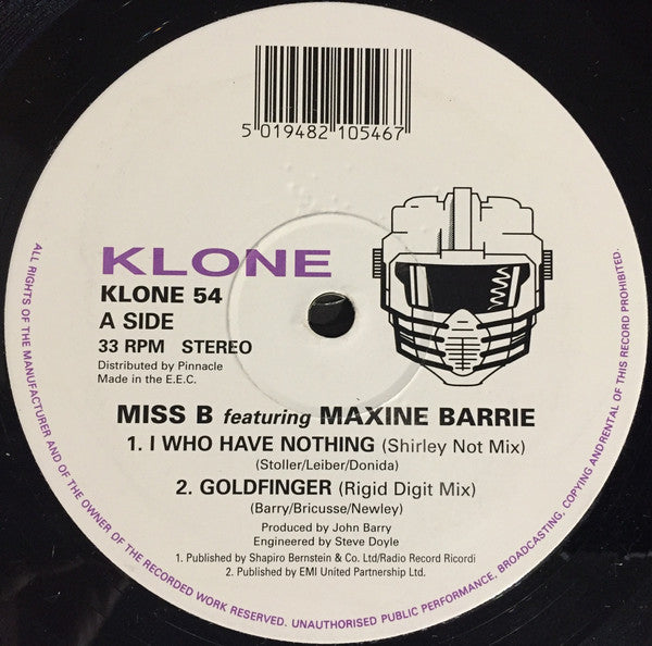 Miss B Featuring Maxine Barrie : I Who Have Nothing (12")
