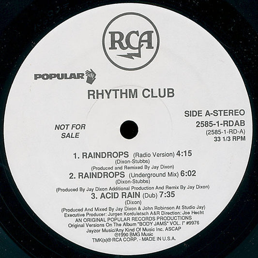 Rhythm Club : Raindrops (12", Promo)