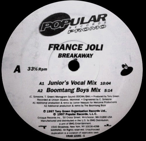 France Joli : Breakaway (12", Promo)