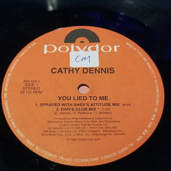 Cathy Dennis : You Lied To Me (12", Maxi)