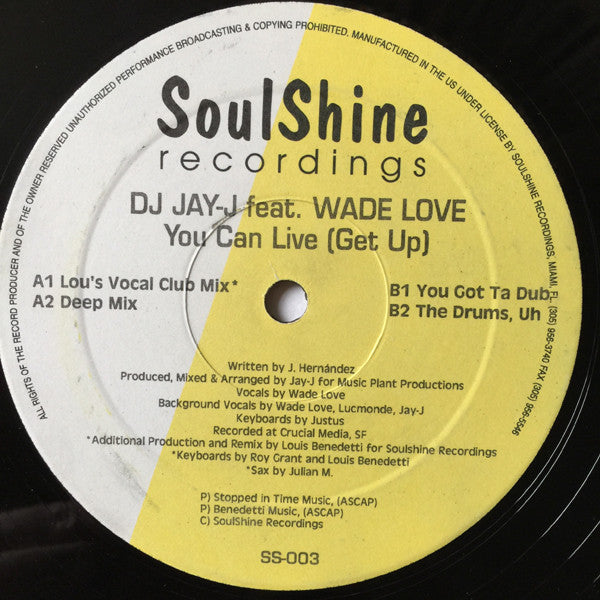 Jay-J Feat Wade Love : You Can Live (Get Up) (12")