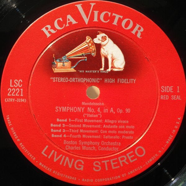 Felix Mendelssohn-Bartholdy / Charles Munch, Boston Symphony Orchestra : Italian And Reformation Symphonies (LP, Ind)