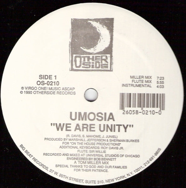 Marshall Jefferson Presents Umosia : We Are Unity (12")