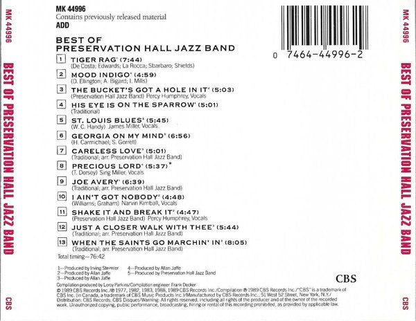 Preservation Hall Jazz Band : Best Of Preservation Hall Jazz Band (CD, Comp)