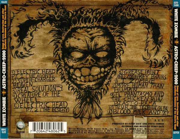 White Zombie : Astro-Creep: 2000 (Songs Of Love, Destruction And Other Synthetic Delusions Of The Electric Head) (CD, Album)