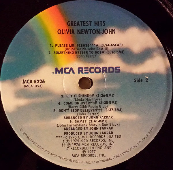 Olivia Newton-John : Olivia Newton-John's Greatest Hits:  O N J (LP, Comp, RE, Pin)