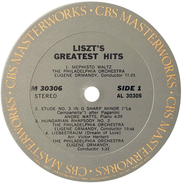 Franz Liszt, Leonard Bernstein, André Watts, Eugene Ormandy, Ivan Davis (2) : Liszt's Greatest Hits (LP, Comp)