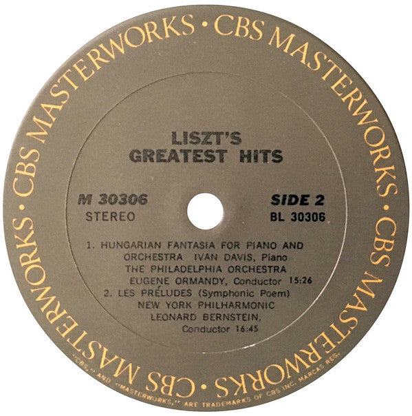 Franz Liszt, Leonard Bernstein, André Watts, Eugene Ormandy, Ivan Davis (2) : Liszt's Greatest Hits (LP, Comp)