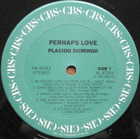 Placido Domingo With John Denver : Perhaps Love (LP, Album)