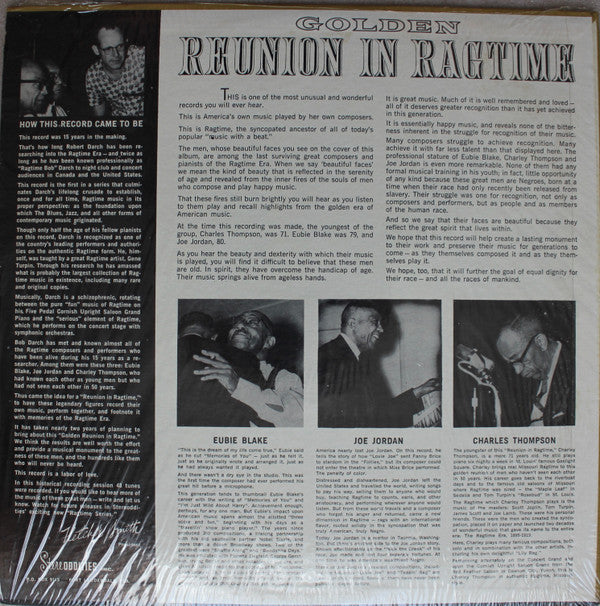 Eubie Blake, Joe Jordan (2) And Charles Thompson (4) : Golden Reunion In Ragtime (LP, Album)