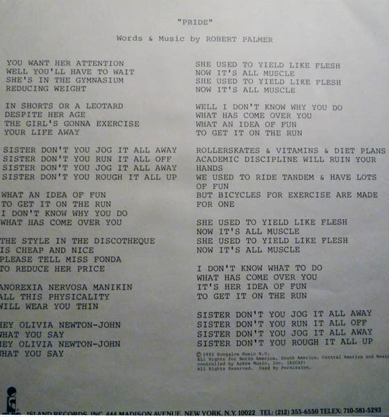 Robert Palmer : Pride (12", Single, Promo)