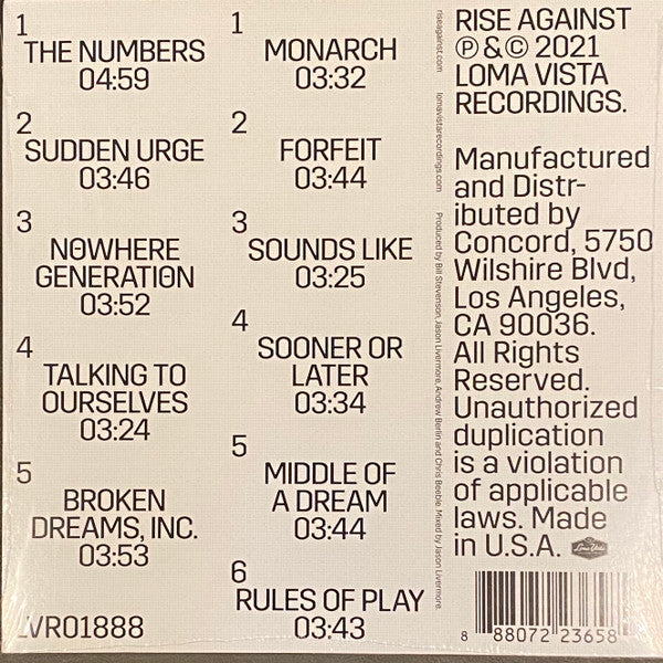 Rise Against : Nowhere Generation (LP, Album, Met)