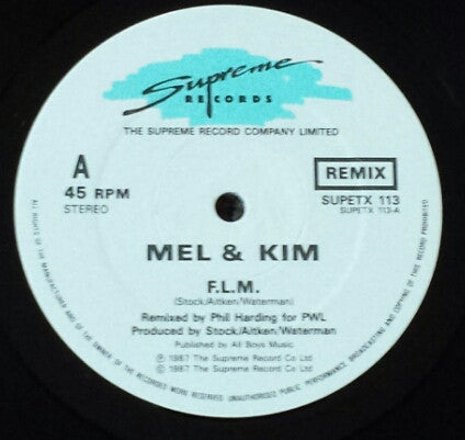 Mel & Kim : F.L.M. (Remix) (12", Single)