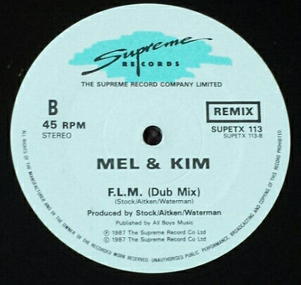 Mel & Kim : F.L.M. (Remix) (12", Single)