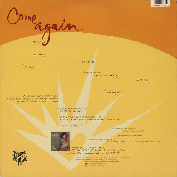 JC Lodge : Come Again (12")