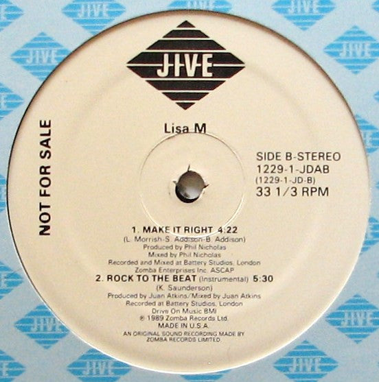 Lisa Moorish : Rock To The Beat (12", Promo)