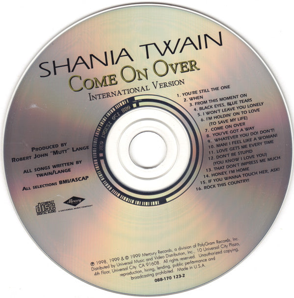 Shania Twain : Come On Over (International Version) (CD, Album, RP)