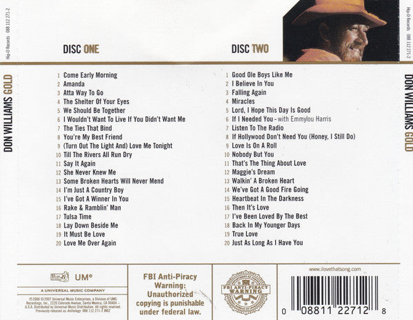 Don Williams (2) : Gold (2xCD, Comp, RE)