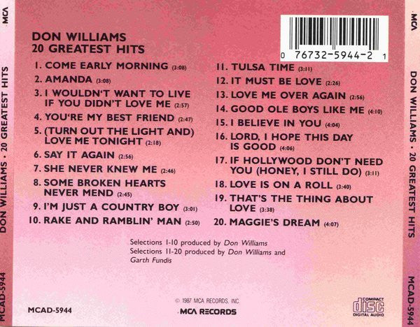 Don Williams (2) : 20 Greatest Hits (CD, Comp, RM)