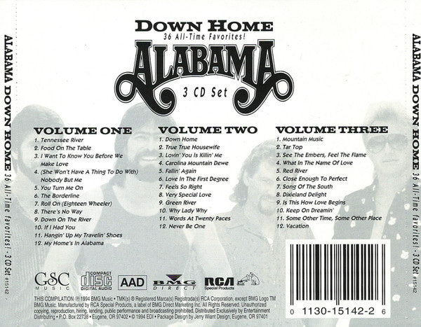 Alabama : Down Home - 36 All-Time Favorites! (3xCD, Comp)