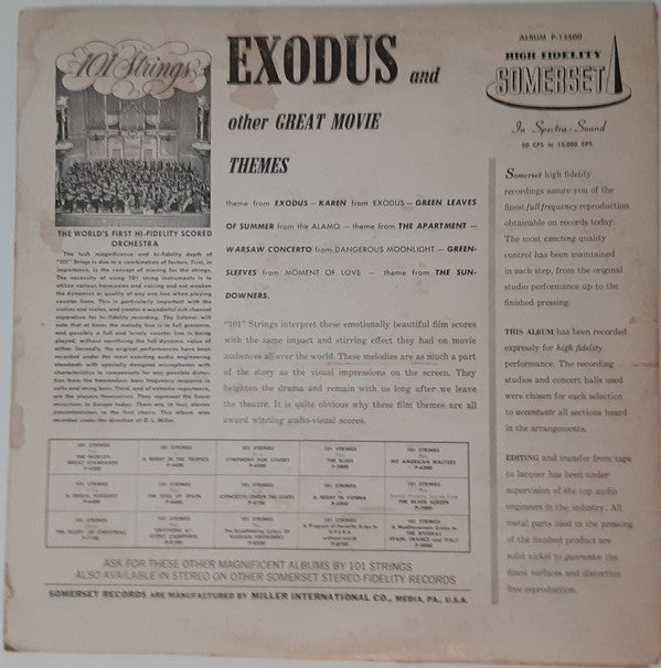 101 Strings : Exodus And Other Great Movie Themes (LP, Album, Mono)