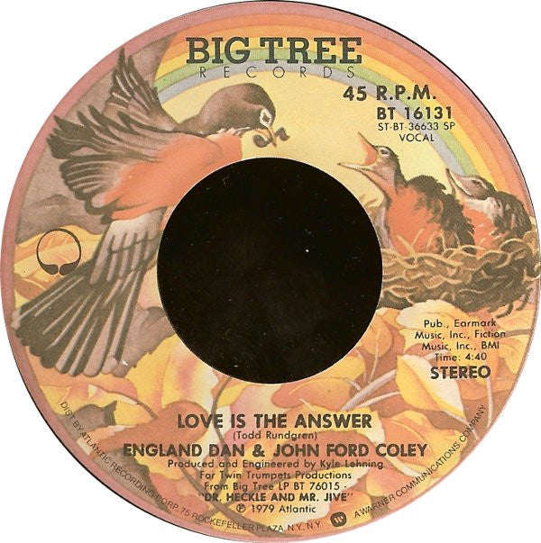 England Dan & John Ford Coley : Love Is The Answer (7", SP )
