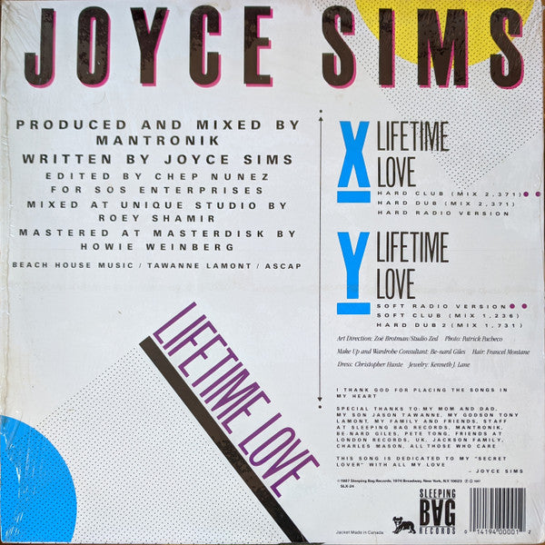 Joyce Sims : Lifetime Love (12")