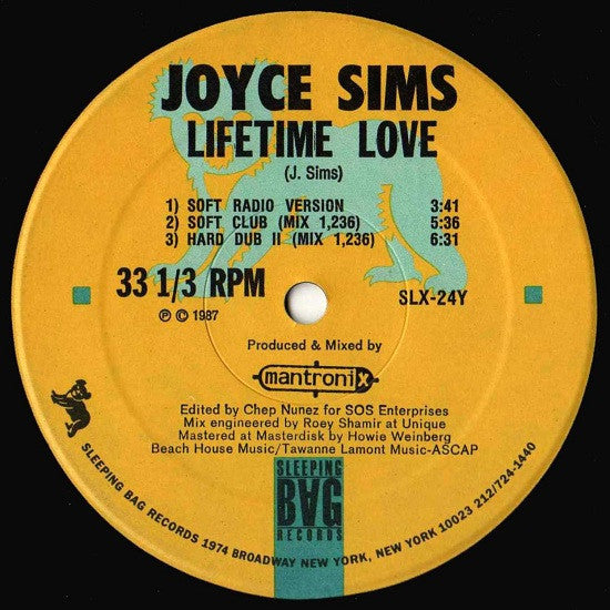 Joyce Sims : Lifetime Love (12")