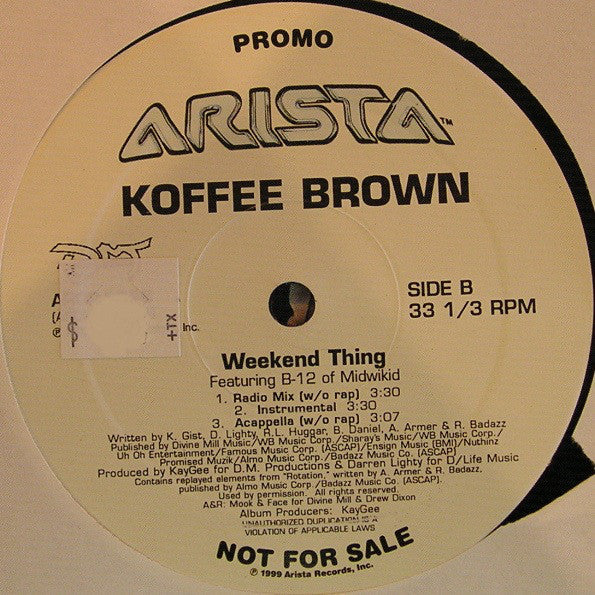 Koffee Brown Featuring B-12 : Weekend Thing (12", Promo)