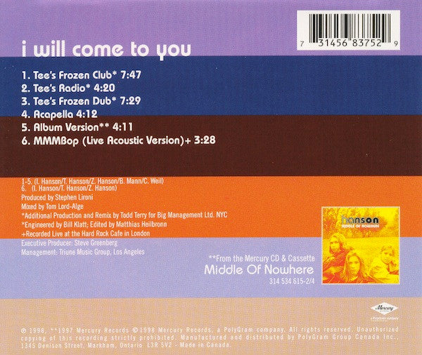 Hanson : I Will Come To You (CD, Maxi)