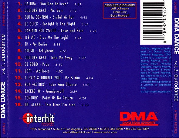 Various : DMA Dance Volume 3: Eurodance (CD, Comp)