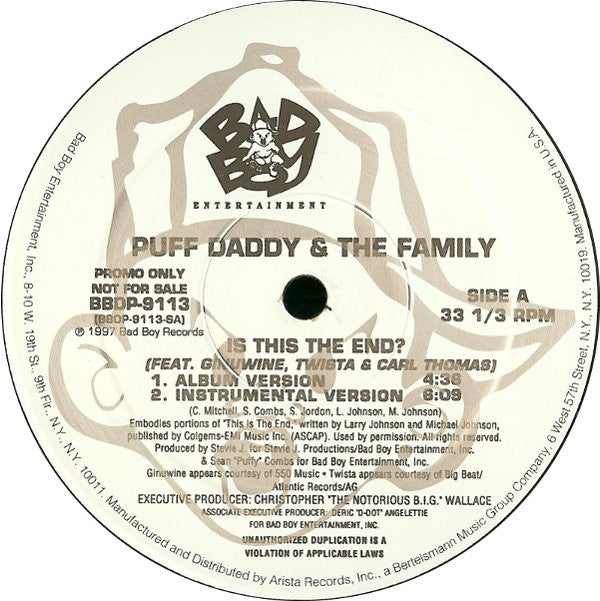 Puff Daddy & The Family : Is This The End? / Pain (12", Promo)