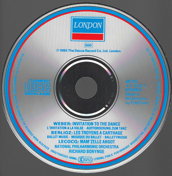 Carl Maria von Weber / Hector Berlioz / Charles Lecocq - National Philharmonic Orchestra, Richard Bonynge : Invitation To The Dance / Les Troyens A Carthage / Mam'zelle Angot (CD, Album)