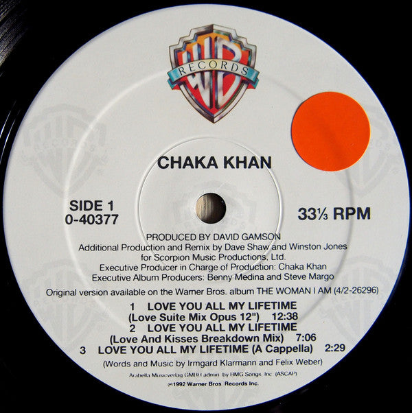 Chaka Khan : Love You All My Lifetime (12", Maxi)