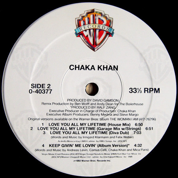 Chaka Khan : Love You All My Lifetime (12", Maxi)