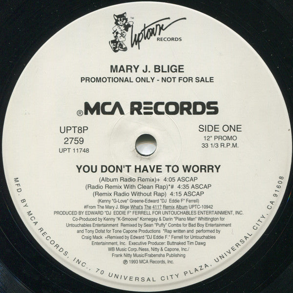 Mary J. Blige : You Don't Have To Worry (12", Promo)