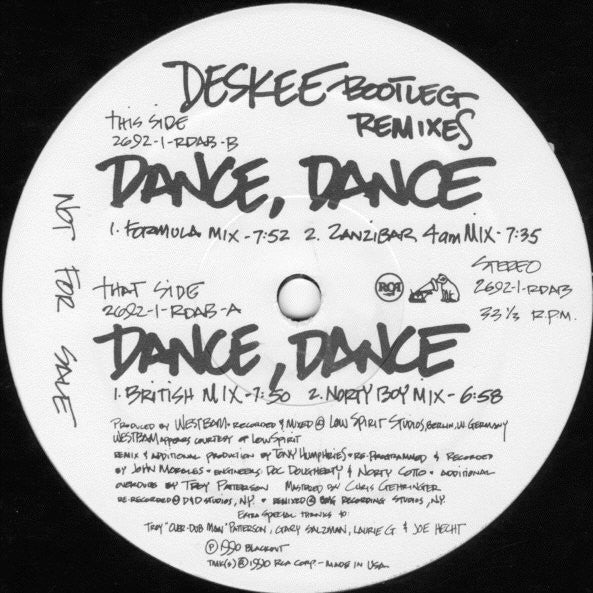 Deskee : Dance, Dance (Bootleg Remixes) (12", Promo)