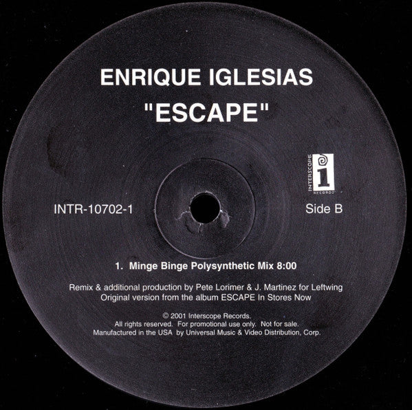 Enrique Iglesias : Escape (2x12", Promo)