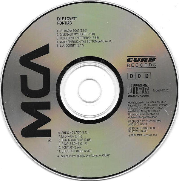 Lyle Lovett : Pontiac (CD, Album)