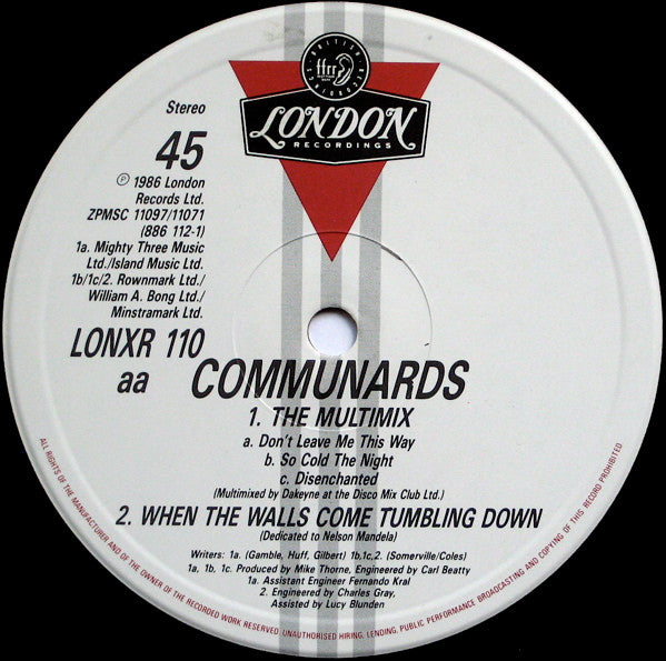 The Communards : So Cold The Night / The Multimix (12", Single)